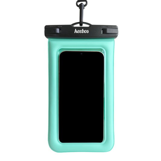 Turquoise Waterproof Phone Case with Strap, side view