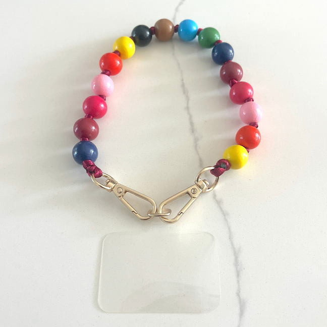 colorful beaded phone wristlet charm