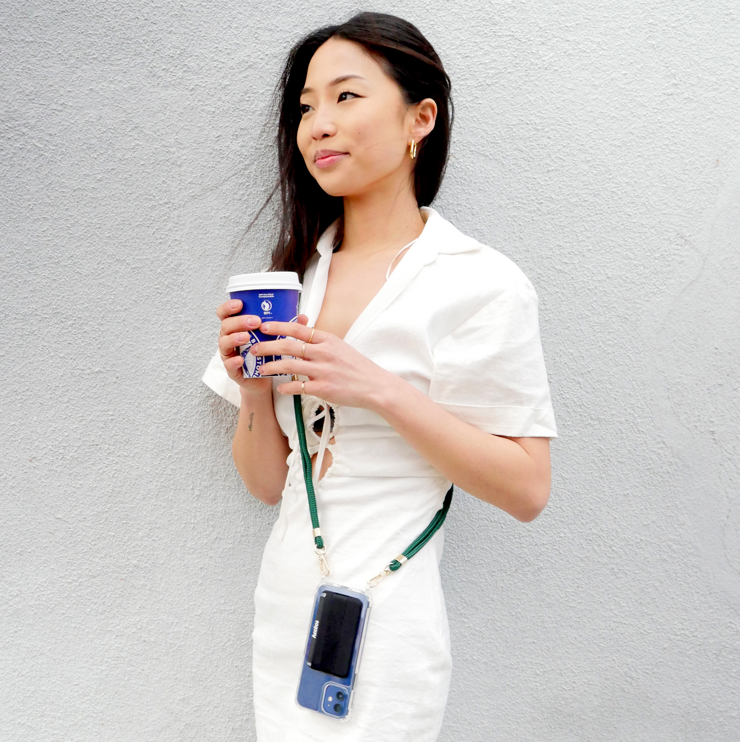 detachable phone necklace strap green