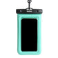 Turquoise waterproof phone case with strap, front view