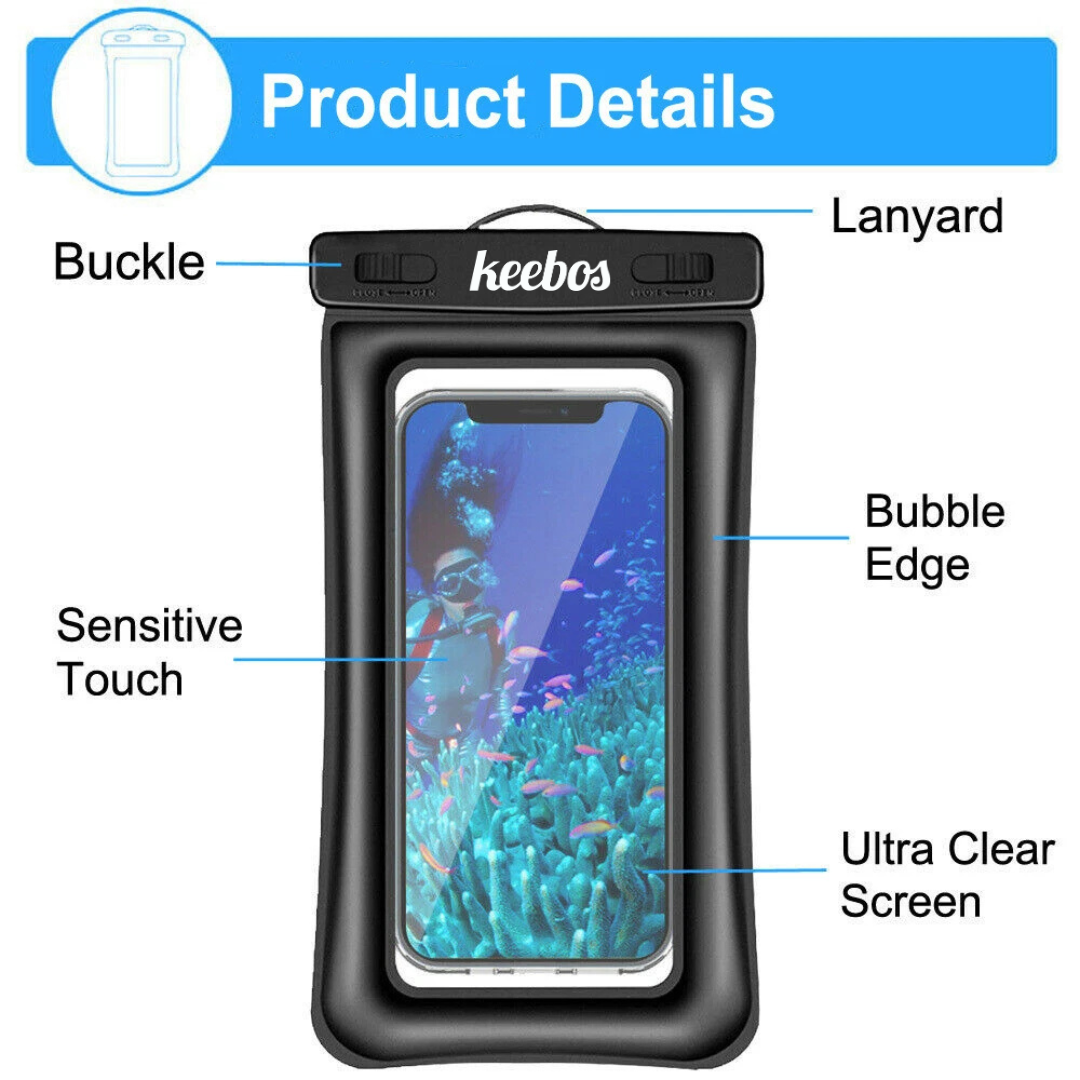 keebos floating waterproof phone case with lanyard