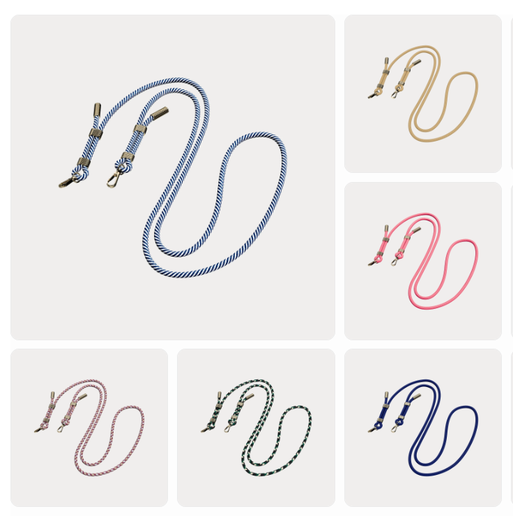 All ten classic Keebos crossbody phone straps laid out in every color