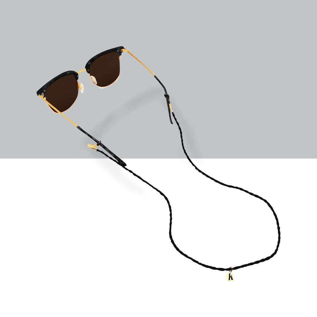 Black vegan leather sunglass strap