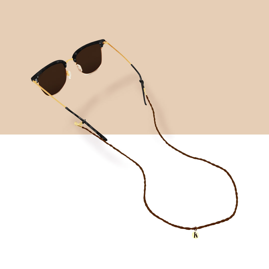 Brown premium vegan leather sunglass strap