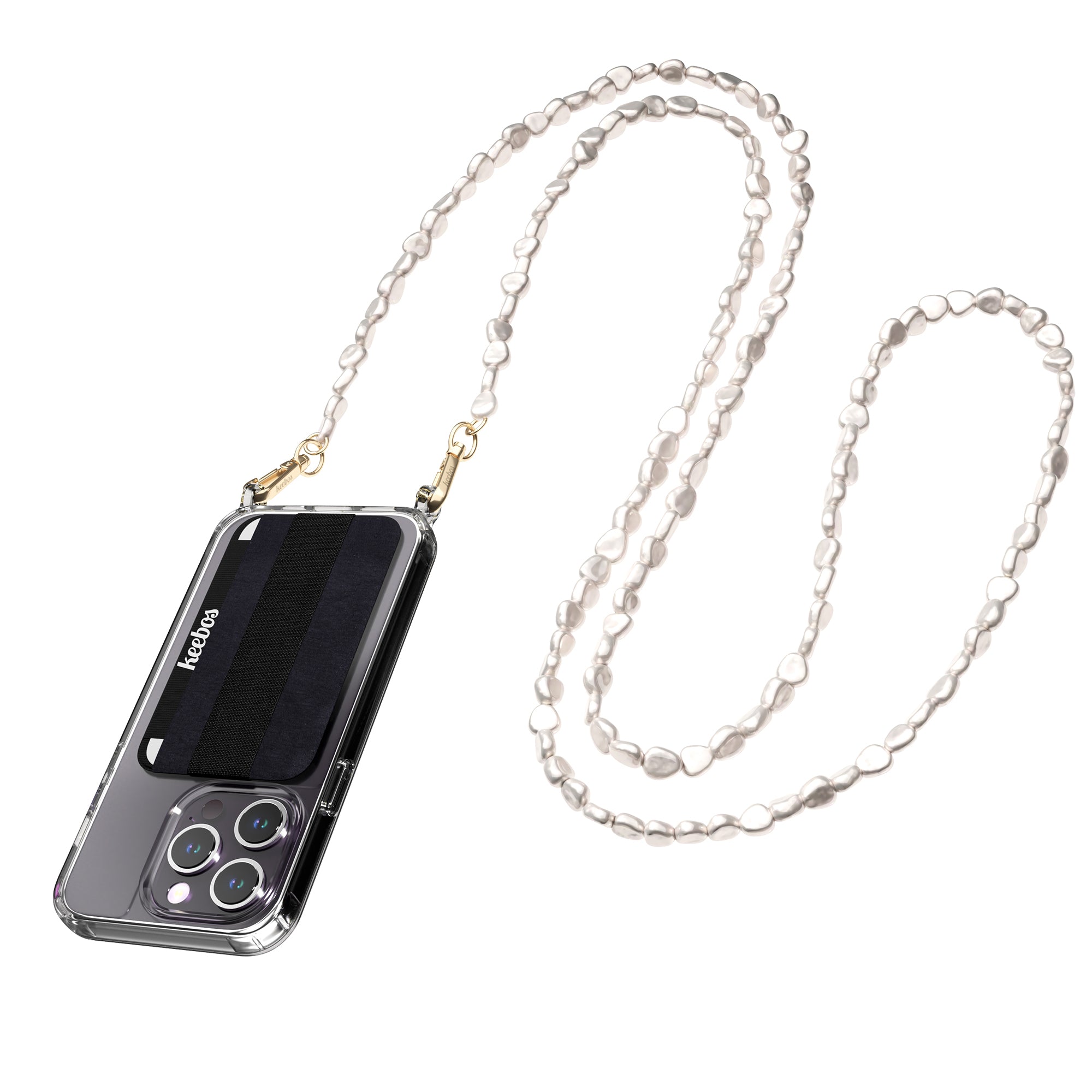Crossbody Phone Case with Pearl Strap (Pearl Paradise) – Keebos