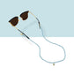 Light blue sunglass strap: sky blue woven vegan leather cord on sunglasses