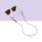 Lavender sunglass strap: light purple woven vegan leather cord on sunglasses