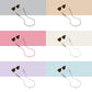 All six Keebos sunglass strap colors: black, brown, pink, cream, lavender and light blue, each on sunglasses