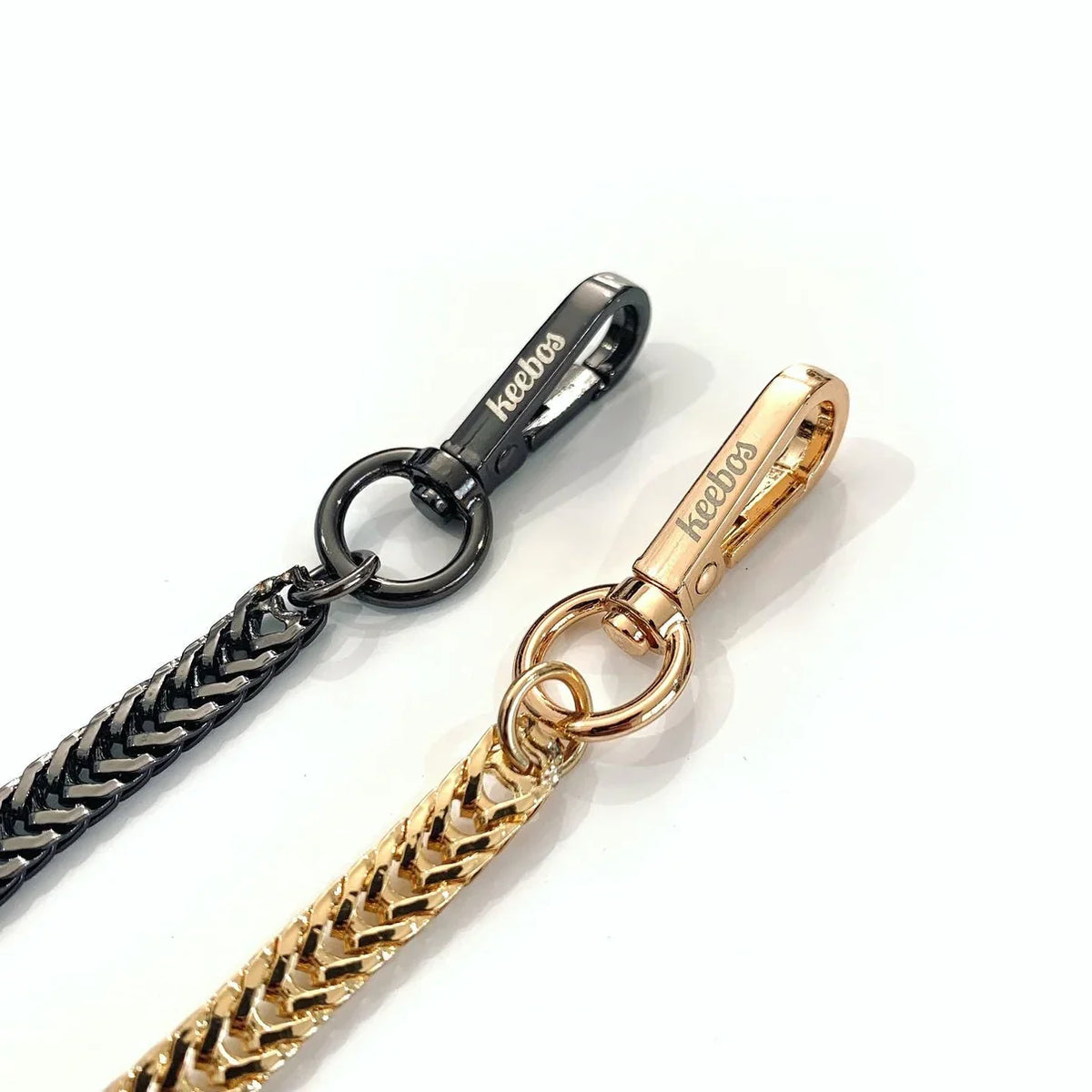 Keebos gold chain and onyx chain clasps for the Samsung Z Fold 8 crossbody case