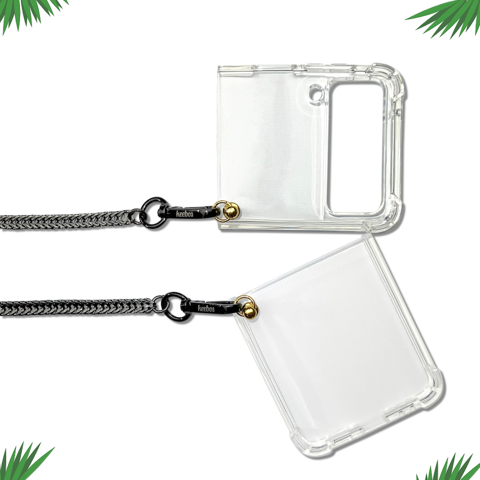 Samsung Galaxy Z Flip 4 Crossbody Phone Case Gold Chain & Onyx Chain Samsung Galaxy Z Flip 4 Crossbody Phone Case Gold Chain & Onyx Chain